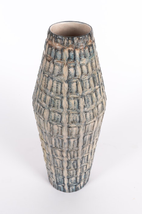 KERAMIEK VAAS RELIEF GRIJSBLAUW 1